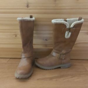 2/$15 Joe Fresh Faux Fur Pleather Brown Boots Girls Size 12